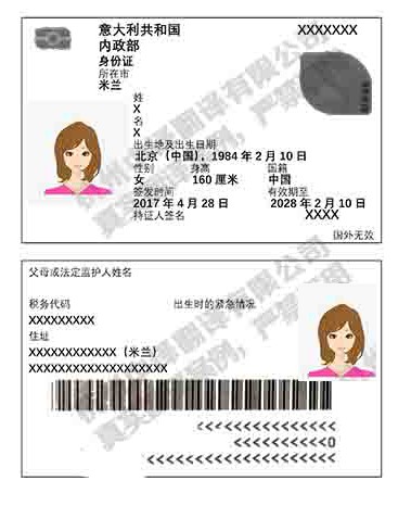 杭州中译翻译有限公司证件部意大利身份证翻译件模板