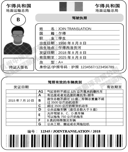 乍得驾照翻译模板,杭州乍得驾照翻译.jpg