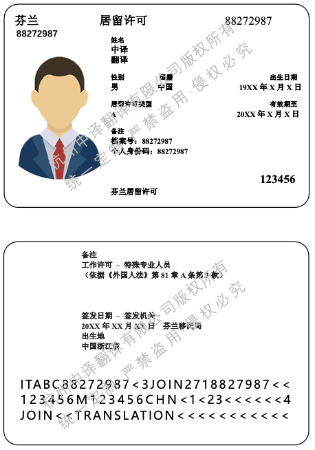 芬兰居留许可证翻译成中文盖章模板.png