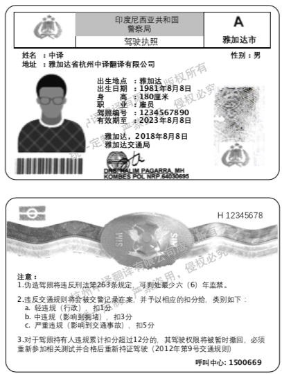 印度尼西亚驾照翻译,印尼驾照翻译.png