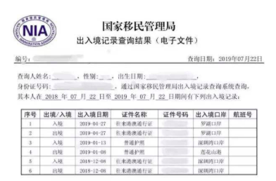 国家移民管理局出入境记录查询结果翻译成英文.png
