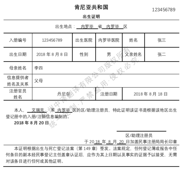 肯尼亚出生证明翻译成中文,杭州出生证明翻译公司.png