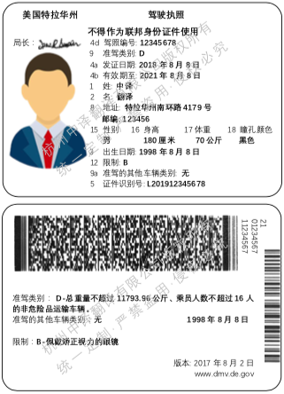 美国特拉华州驾照翻译模板.png